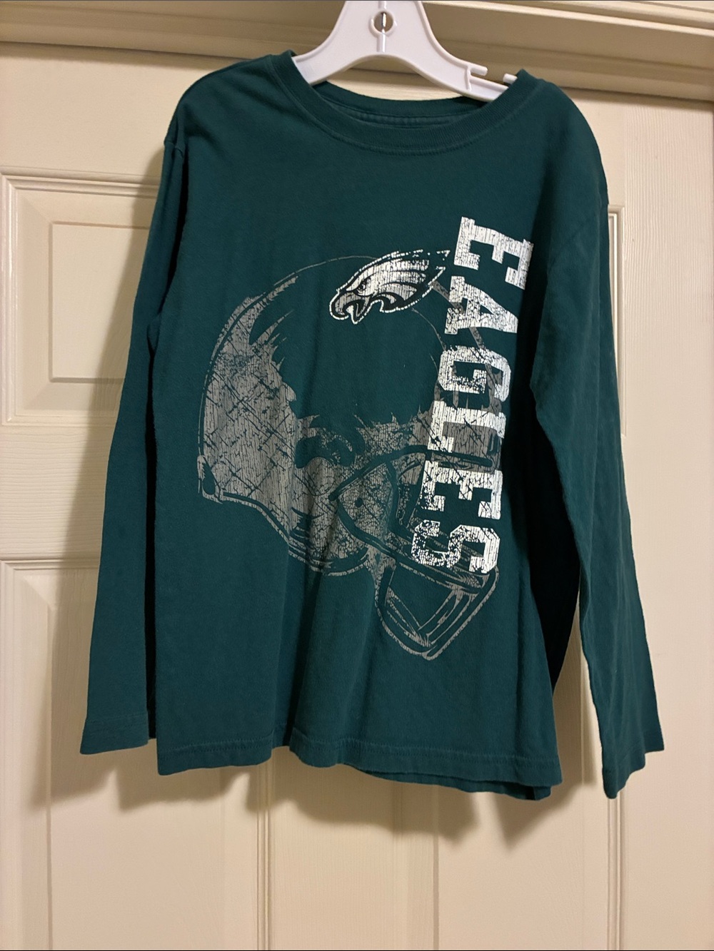 Philadelphia Eagles Kids Long Sleeve Tee - Green with White Graphic